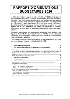 RAPPORT D’ORIENTATIONS BUDGETAIRES 2026