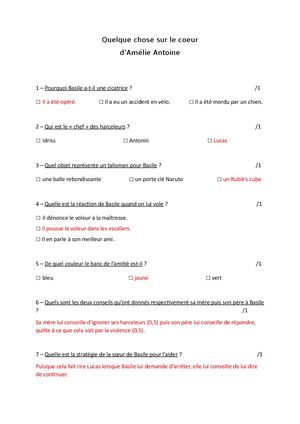 Quelque Chose Sur Le Coeur Correction