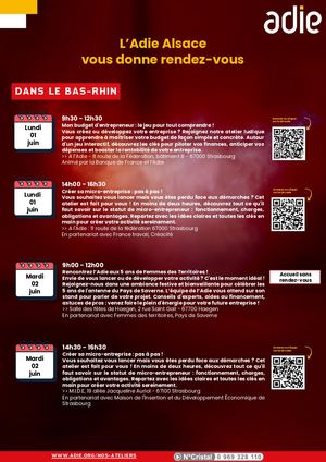 Les RDV de l'Adie Alsace Juin 2026