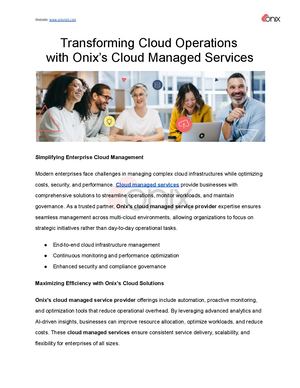 Transforming Cloud Operations With Onix’s Cloud Managed Services
