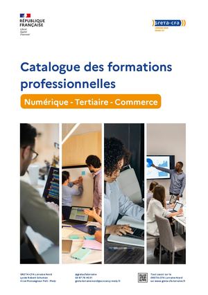Catalogue des formations professionnelles Numérique - Tertiaire - Commerce