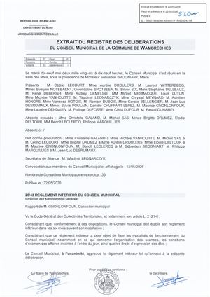 26/43 Approbation Règlement Intérieur Cm