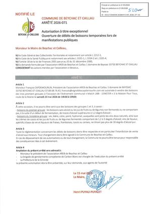 Arrêté 2026 071 Areb Débits De Boissons Mpt Pref