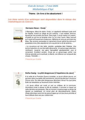 Club de lecture 7 mai 2026