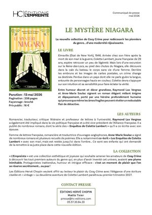 COMMUNIQUÉ DE PRESSE LE MYSTÈRE NIAGARA