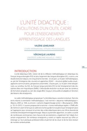 Unite Didactique ÉVolutions D’un Outil Cadre Pour L’enseignement Apprentissage Des Langues Belc