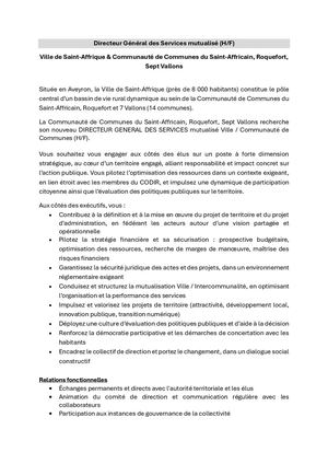 Annonce Offre De Dgs Mutualisé