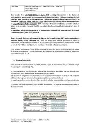 Procédure Réservation Interprètes Lsf Hors Site Psl Fiche Explicative