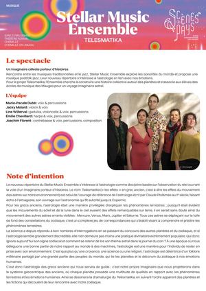 Programme de salle STELLAR MUSIC ENSEMBLE