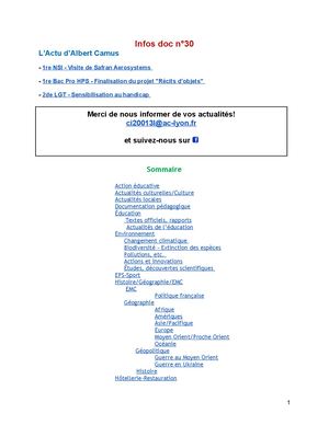 Infos Doc n°30 2025-2026