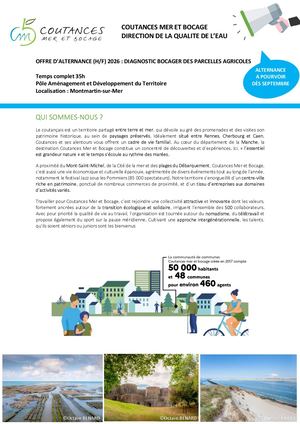 Un(e) alternant(e) Diagnostic bocager des parcelles agricoles