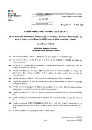 Arrêté Préfectoral N°ddtm34 2026 05 17047