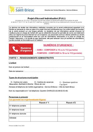 PAI - Extrascolaire