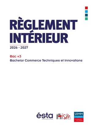 Règlement Intérieur Bachelor 2026-2027