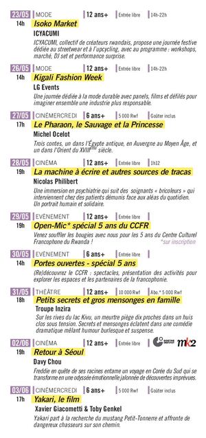 Programme CCFR Juin