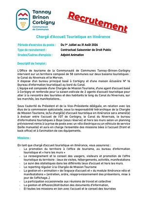 2026 Charge D Accueil Touristique Itinerant