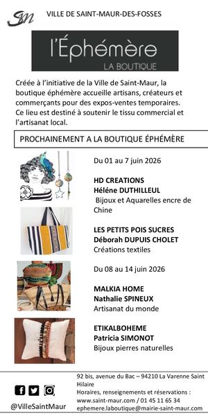 Programme boutique Éphémère Juin 2026