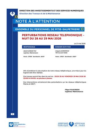 Note Information Concernant Perturbations Reseau Telephonique Du Ghps Nuit 28 Au 29 Mai 2026