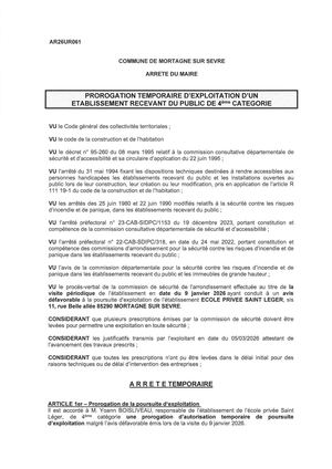 Ar26ur061 -Arreté Prorogation Temporaire-200526