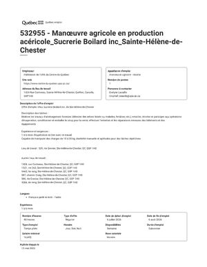 Sucrerie Boilard Inc  532955