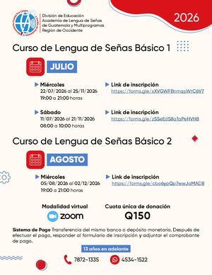 Cursos Región Occidente Virtuales Julio 2026