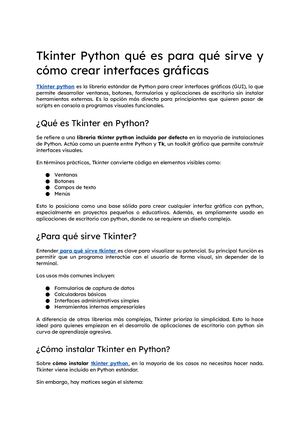 Tkinter Python Qué Es Para Qué Sirve