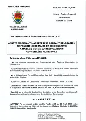 Arrêté N°117 - ANDREOPA ALEXIS