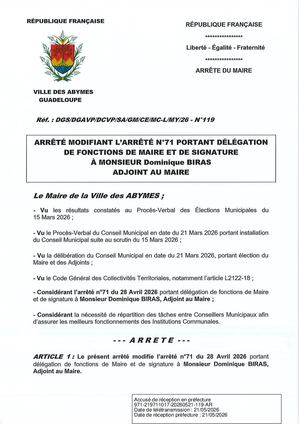 Arrêté N°119 - BIRAS