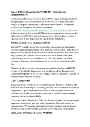 Cupom De Desconto Antigravity “AGR1OH0”