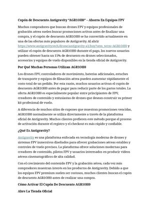 Cupón De Descuento Antigravity “AGR1OH0”