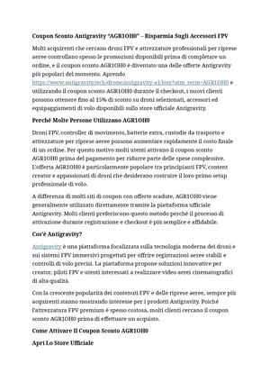 Coupon Sconto Antigravity “AGR1OH0”