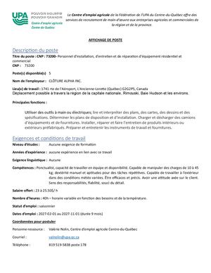 Affichage De Poste Cloture Alpha 2027