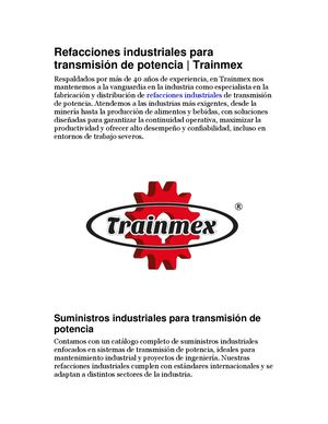 Refacciones Industriales Para Transmisión De Potencia
