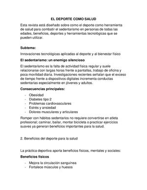 El Deporte Como Salud