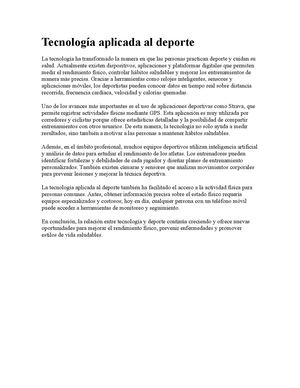 Tecnología Aplicada Al Deporte