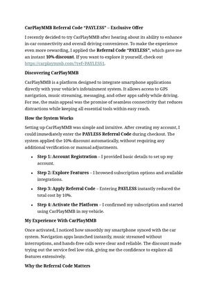 Carplaymmb Referral Code "PAYLESS"