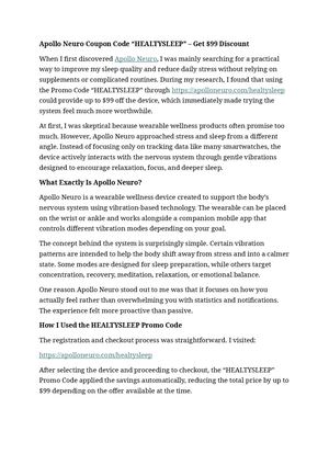 Apollo Neuro Coupon Code “HEALTYSLEEP”