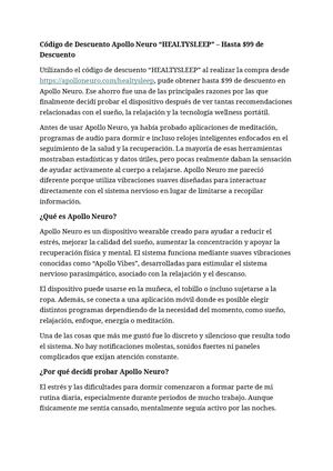 Código De Descuento Apollo Neuro “HEALTYSLEEP”