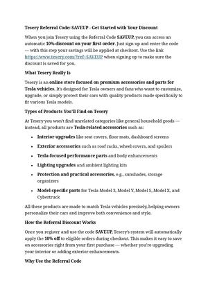 Tesery Referral Code "SAVEUP"