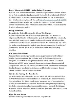 Tesery Rabattcode "SAVEUP"