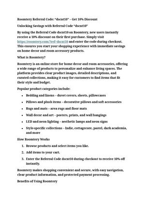 Roomtery Referral Code "dscnt10"