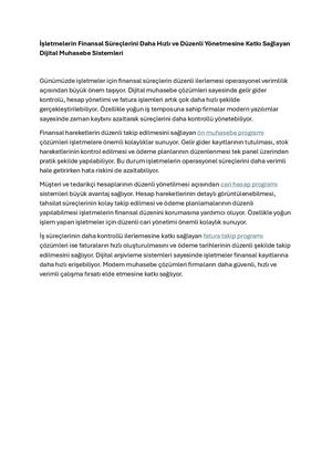 İşLetmelerin Finansal Süreçlerini Daha Hızlı Ve Düzenli Yönetmesine Katkı Sağlayan Dijital Muhasebe Sistemleri