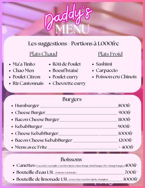 Daddy's Menu