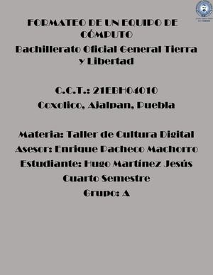 Formateo De Un Equipo De Cómputo