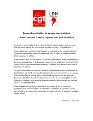 Communiqué Cgt Spectacle Ldh Canal