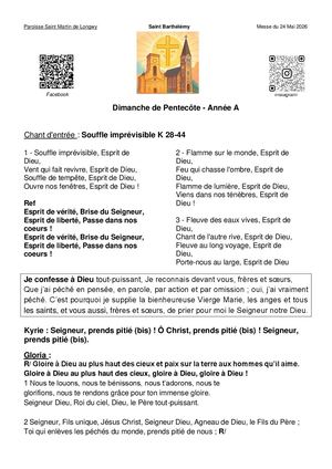 Messe Du 24 Mai 2026 Pentecôte Annee A