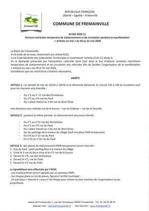Arrêté N°2026 11 Artistes En Mai