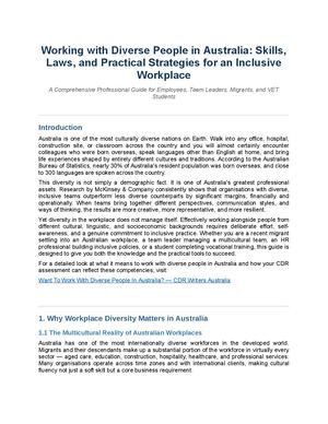 Working With Diverse People In Australia