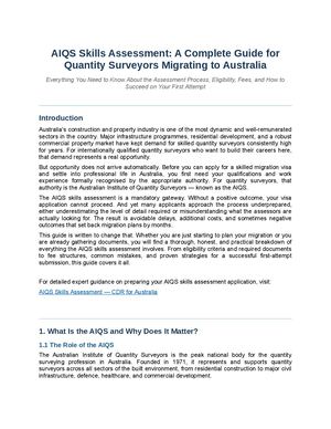 AIQS Skills Assessment Guide Australia