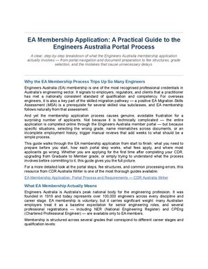 Ea Membership Application A Practical Guide To The Engineers Australia Portal Process